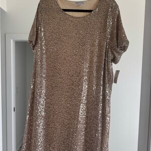Gold Sequin Midi Dress